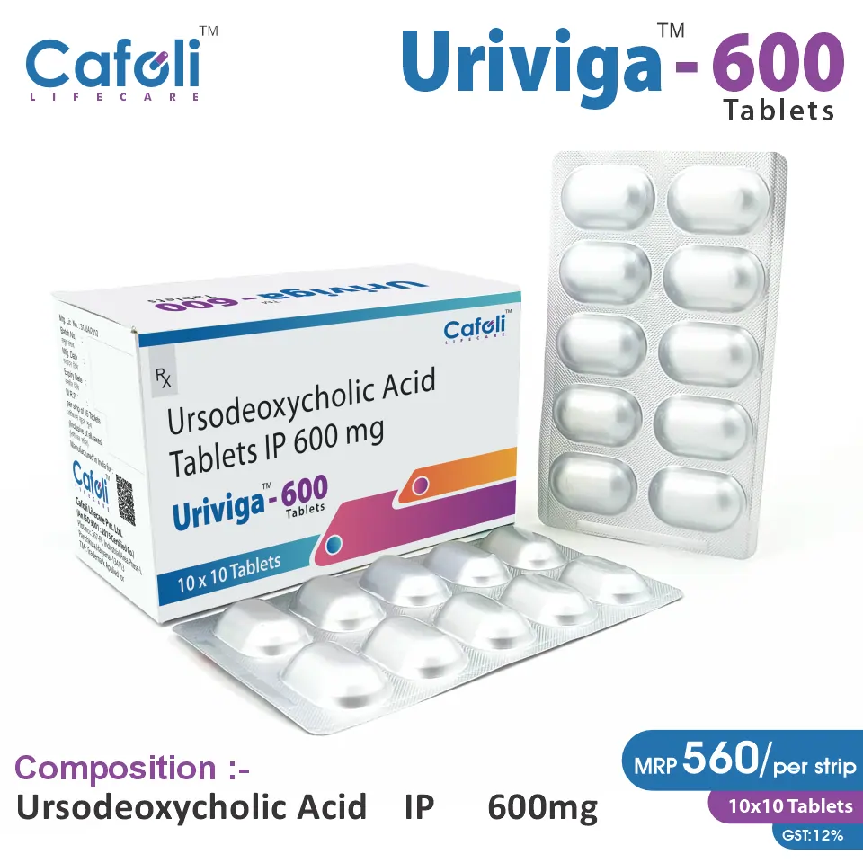 Ursodeoxycholic Acid (600mg) SR Tablet at the best price in PCD Pharma Franchise for Bile Acid and Gallstone Dissolution.
